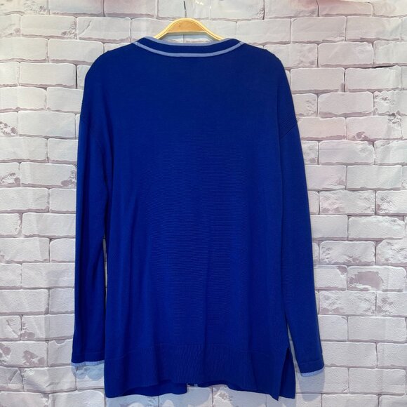 Talbots Women's Royal Blue V-Neck Button Down Cardigan Medium - Picture 4 of 7